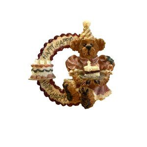 Vintage Boyds Bears Happy Wishes Birthday Pin Brooch Teddy Bear With Cake